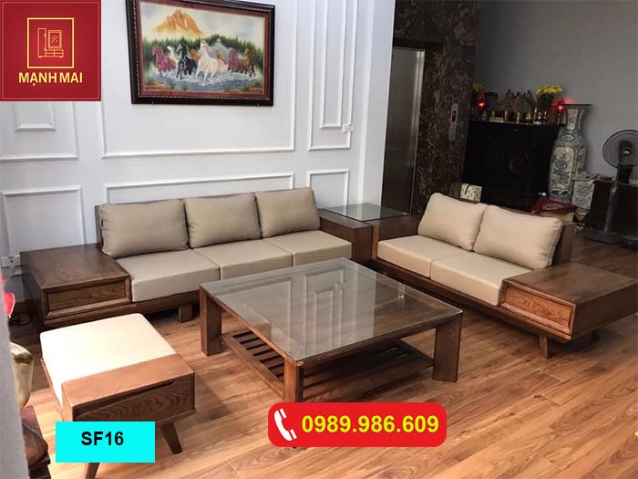 Bộ ghế sofa 2 văng chân oải kiểu Nhật gỗ sồi Nga SF16