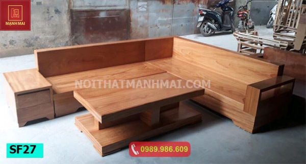 Bộ ghế sofa hộp ngăn kéo gỗ gõ SF27