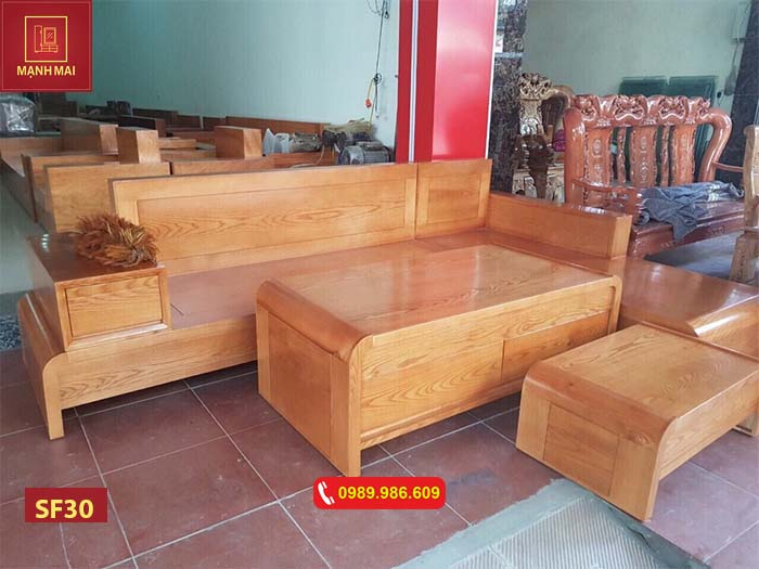 Bộ ghế sofa chân cong bàn cong gỗ sồi Nga SF30