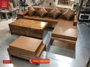 Bộ ghế sofa chân cuốn gỗ hương xám SF33