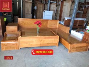 Bộ ghế sofa chân cong bàn cong gỗ gõ đỏ SF32